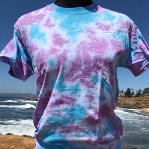 Blue and Purple Tie Dye Tee - SMALL Cotton Candy Sky
